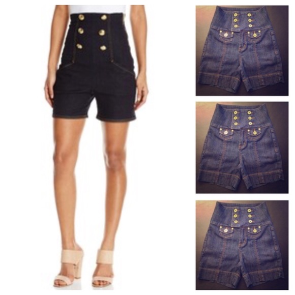 ZANA DI JEANS Hi-Waist Dark Denim Sailor Shorts 🏆 - Picture 1 of 4